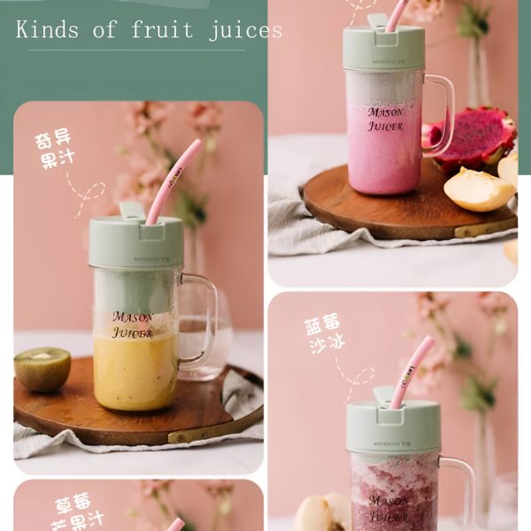 Trending portable USB charged Juicer mug with straw